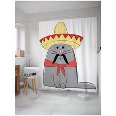 Штора для ванной JoyArty Кот в сомбреро 180х200 (sc-15554)