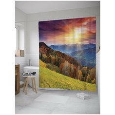 Штора для ванной JoyArty Горный лес на закате 180х200 (sc-10007)