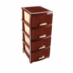 Комод РОССПЛАСТ Декор Красное дерево 4 яруса РП-421 , размер: 38х47 см , цвет: коричневый