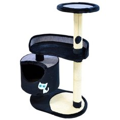 Комплекс для кошек ЗООНИК с когтеточками, круглый дом, 82*43*118 см, синий