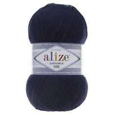 Пряжа Alize Lanagold 800 590 чернильный (Ланаголд 800) 49% шерсть, 51% акрил 100г 800м 5шт