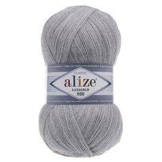 Пряжа Alize Lanagold 800 684 пепельный меланж (Ланаголд 800) 49% шерсть, 51% акрил 100г 800м 5шт