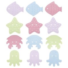 Мини-коврики детские противоскользящие для ванной SEA ANIMALS от ROXY-KIDS, 12 шт, цвета в ассортименте