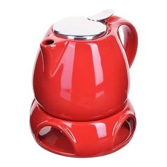 Заварочный чайник красный 750мл подст/подогрев Loraine 28685 KSMB-28685