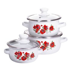 Набор кастрюль MAYER & BOCH 21527-2 Маки 6 пр. белый/красный