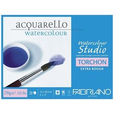 Альбом-склейка для акварели Fabriano "Watercolour Studio Torchon" 23x30,5см, 20л, 270г/м.кв, крупное зерно 19100276
