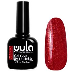 Гель-лак для ногтей WULA Gel Coat, 10 мл, 380 темно-малиновый с глиттером