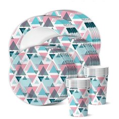 Набор для праздника Геометрия (тарелка мал., тарелка бол., стакан по 12 шт.) ND Play