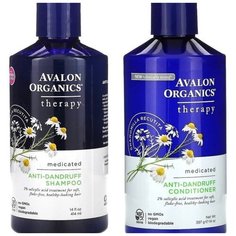 Набор, Avalon Organics, шампунь и кондиционер против перхоти, с ромашкой аптечной, 414 мл, 397 мл