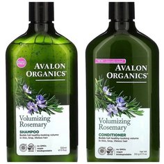 Набор, Avalon Organics, шампунь и кондиционер для объема, розмарин, 325 мл, 312мл