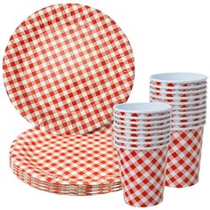 Набор для праздника "Клетка" №1 (3 упаковки тарелок и 3 упаковки стаканов) ND Play