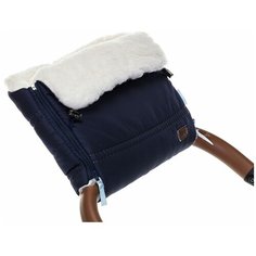 Nuovita Муфта меховая для коляски Alpino Bianco blu scuro/темно-синий