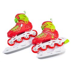 Раздвижные коньки-ролики (2 в 1) Mobile Kid UNI SKATE, размер M (31-34), red-green