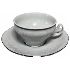 Чашка с блюдцем 155 мм низкая, Bernadotte; декор "Деколь, отводка платина" Thun1794