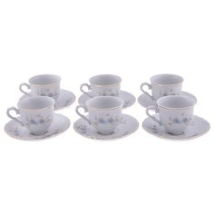 Кофейный сервиз Cmielow Rococo (Голубой цветок), 6 персон, 12 предм.