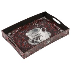 Поднос с ручками "Breakfast", деревянный, 30,4х20,4х4,7см 3564783 Сима ленд