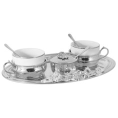 Чайный набор CHINELLI на 2 персоны: поднос, 2 чашки, 2 ложки, сахарница с ложкой (GA-VEN2007-N)