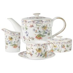 Чайный сервиз Anna Lafarg Primavera "Флора" (белая) из 15 предметов в подарочной упаковке (AL-1557-ZS-15-P4)
