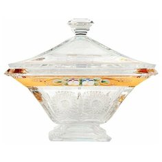Ваза для фруктов 23 см с крышкой н/н декорированная Crystal Bohemia "ACCESSORIES" / 136657