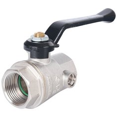 Кран шаровый Bugatti Oregon 03300 муфтовый (ВР/ВР), латунь, со спускным клапаном Ду 25 (1")