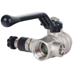 Кран шаровый Bugatti Oregon 03300 муфтовый (ВР/ВР), латунь, со спускным клапаном Ду 15 (1/2")