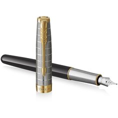 PARKER перьевая ручка Sonnet Premium F537, F, черный цвет чернил