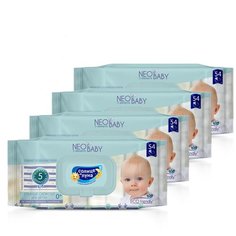 Солнце И луна NEO BABY Влажные салфетки детские 0+ 5 компонентов, 54х 4шт