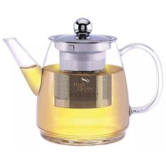 Заварочный стеклянный чайник с фильтром 1200 мл / Заварник для чая / Чайник заварочный с крышкой / Термостойкий заварочный чайник из стали Zeidan