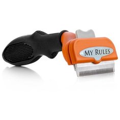 Щетка-триммер My Rules для кошек и собак, размер M, черный/оранжевый