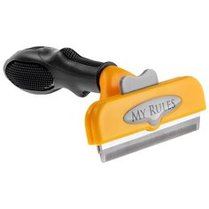 Щетка-триммер My Rules для кошек и собак, размер L, желтый/черный