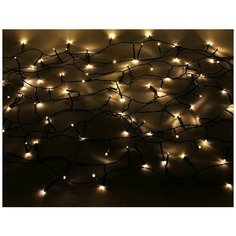 Светодиодная гирлянда НИТЬ ОБЪЕМНАЯ, 120 теплых белых LED ламп, 9м, черный PVC провод, контроллер, уличная, Kaemingk