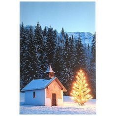 Светящееся настенное панно альпийский уголок с янтарными LED-огнями, 40х60 см, Kaemingk