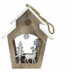 Украшение-подвеска зимний домик, дерево, 12х7х15.5 см, Hogewoning
