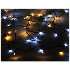 Светодиодная гирлянда нить объемная, 180 теплых/холодных белых LED ламп, 13.5 м, черный PVC провод, контроллер, уличная, Kaemingk