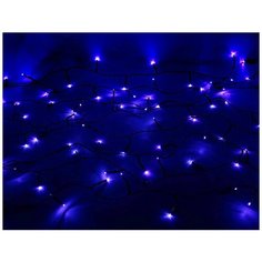 Светодиодная гирлянда нить объемная, 80 синих LED ламп, 6м, черный PVC провод, контроллер, уличная, Kaemingk
