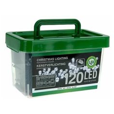 Электрогирлянда нить В пластиковом контейнере, 120 холодных белых LED ламп, 9+10 м, зеленый провод, уличная, Koopman International