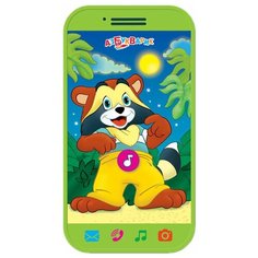 Интерактивная развивающая игрушка Азбукварик Мини-смартфончик Крошка Енот, зеленый