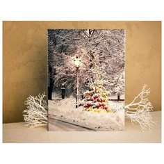 Светодиодное оптоволоконное настенное панно волшебная ёлочка, LED-огни, фиброволокно, 30х40 см, Peha Magic