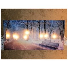 Светящееся настенное панно снежные сумерки В парке, 8 LED-огней, 60х30 см, Peha Magic