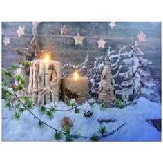 Светящееся настенное панно зимняя импровизация, 2 LED-огня, 40х30 см, Peha Magic