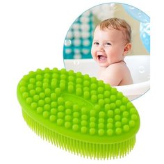 Губка антибактериальная детская массажер для купания ROXY-KIDS "овал", цвет салатовый