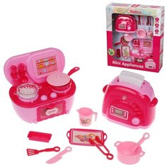 Набор бытовой техники Наша Игрушка плита, тостер, 16 предметов, свет, звук, коробка (200258801)