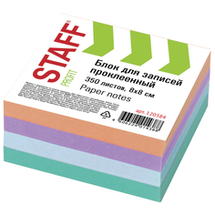 Блок для записей STAFF, проклеенный, куб 8×8 см, 350 листов, цветной, чередование с белым