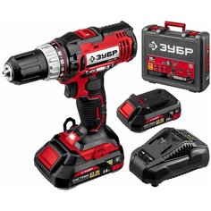 Дрель-шуруповерт 18 В 2 АКБ (2 Ач) в кейсе Зубр ДШЛ-185-22