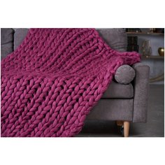 Плед крупной вязки Dollywool, 200*210 см, цвет фуксия