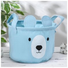 Корзина для хранения Доляна с ручками, "Мишка", 20*20*15 см, цвет голубой