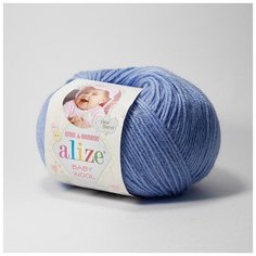 Пряжа Alize Baby Wool (Беби Вул) 40 голубой 40% шерсть, 20% бамбук, 40% акрил 50г 175м 5шт
