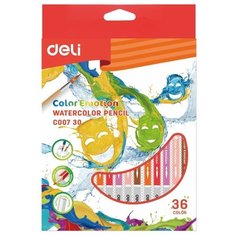Карандаши цветные акварельные Deli EC00730 Color Emotion липа 36цв. коробкаевропод.