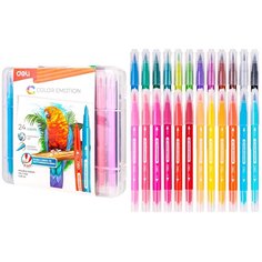 Фломастеры Deli EC151-24A Color Emotion 24цв. пластиковая коробка 24шт.