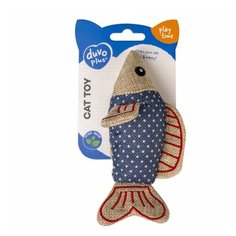 Игрушка для кошек с кошачьей мятой DUVO+ "Рыбка Ретро", сине-бежевая, 15х7.5х4.5см (Бельгия)